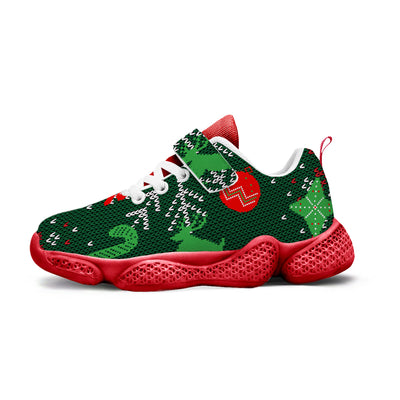 Pixel Christmas Tree Kids Running Shoes