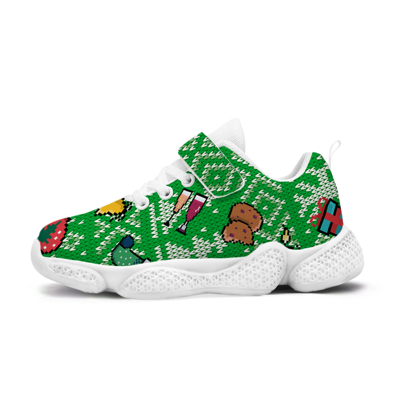 Pixel Christmas Snowman Kids Running Shoes