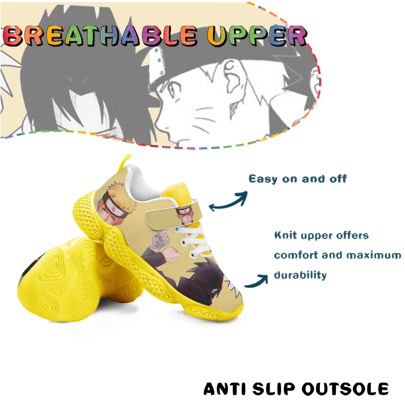 Uzumaki And Sasuke Uchiha Kids Running Shoes