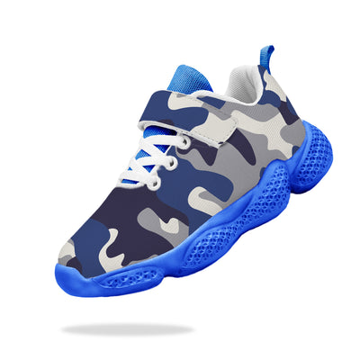 Blue Camouflage Kids Running Shoes